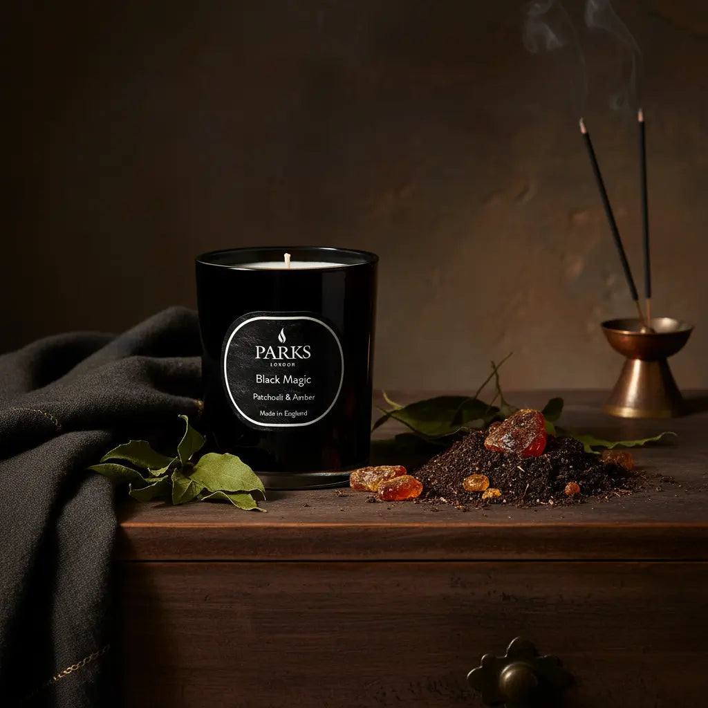 Patchouli & Amber Candle — 180g Parks Candles