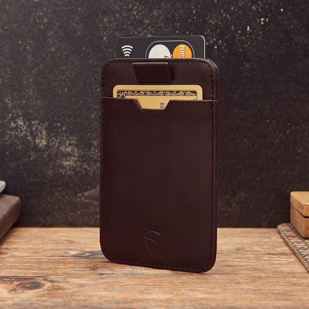VAULTSKIN CHELSEA LEATHER CARD HOLDER WITH RFID BLOCKING (BROWN)