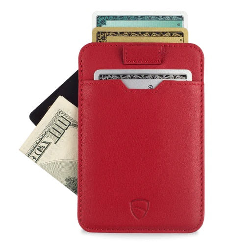 VAULTSKIN CHELSEA LEATHER CARD HOLDER WITH RFID BLOCKING (Red)