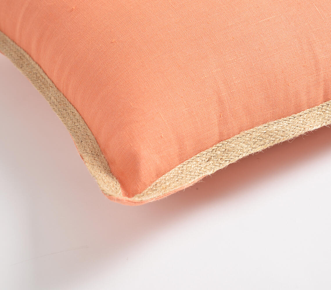 Coral jute border premium cushion cover
