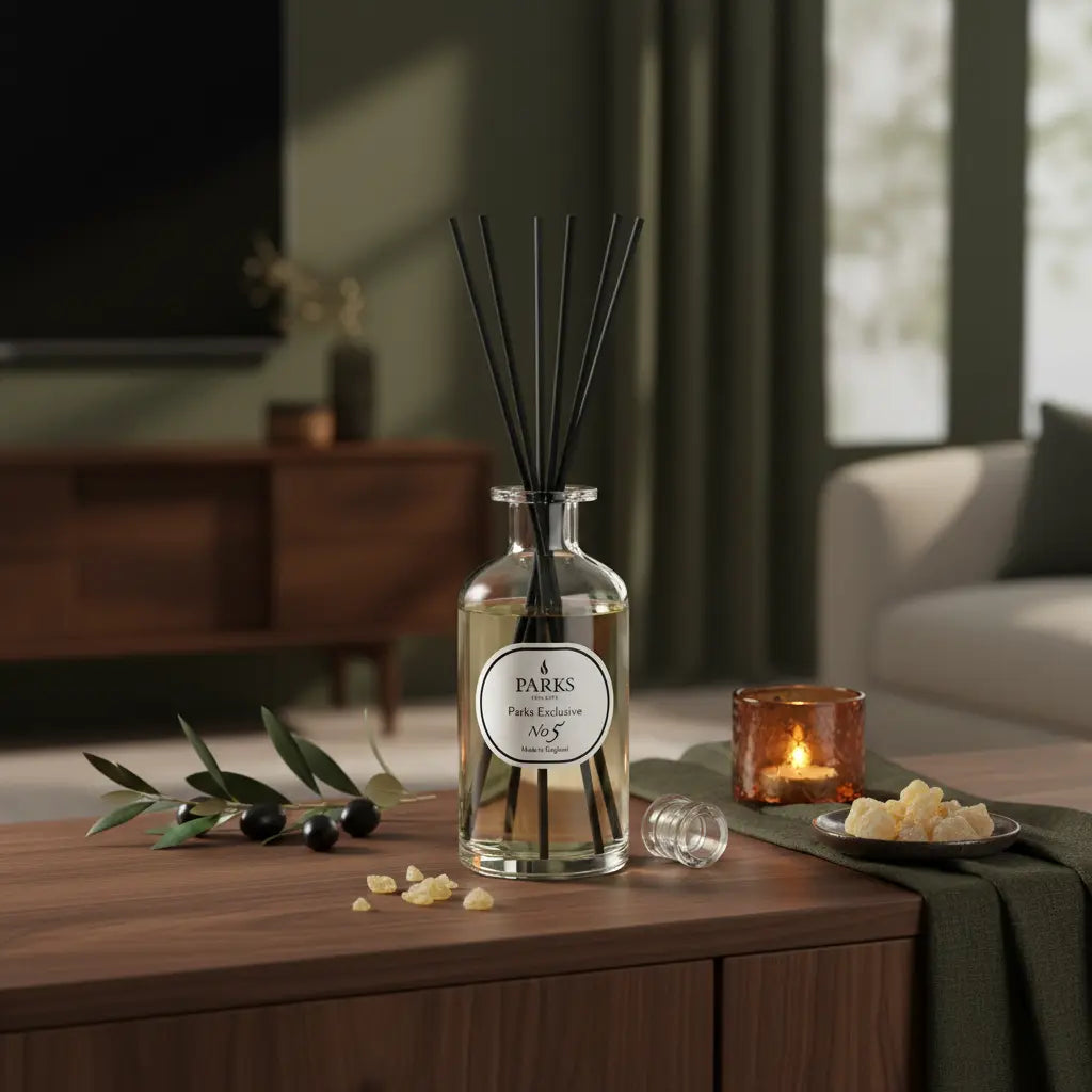 No. 5 – Black Olive & Frankincense Reed Diffuser — 220ml Parks Candles