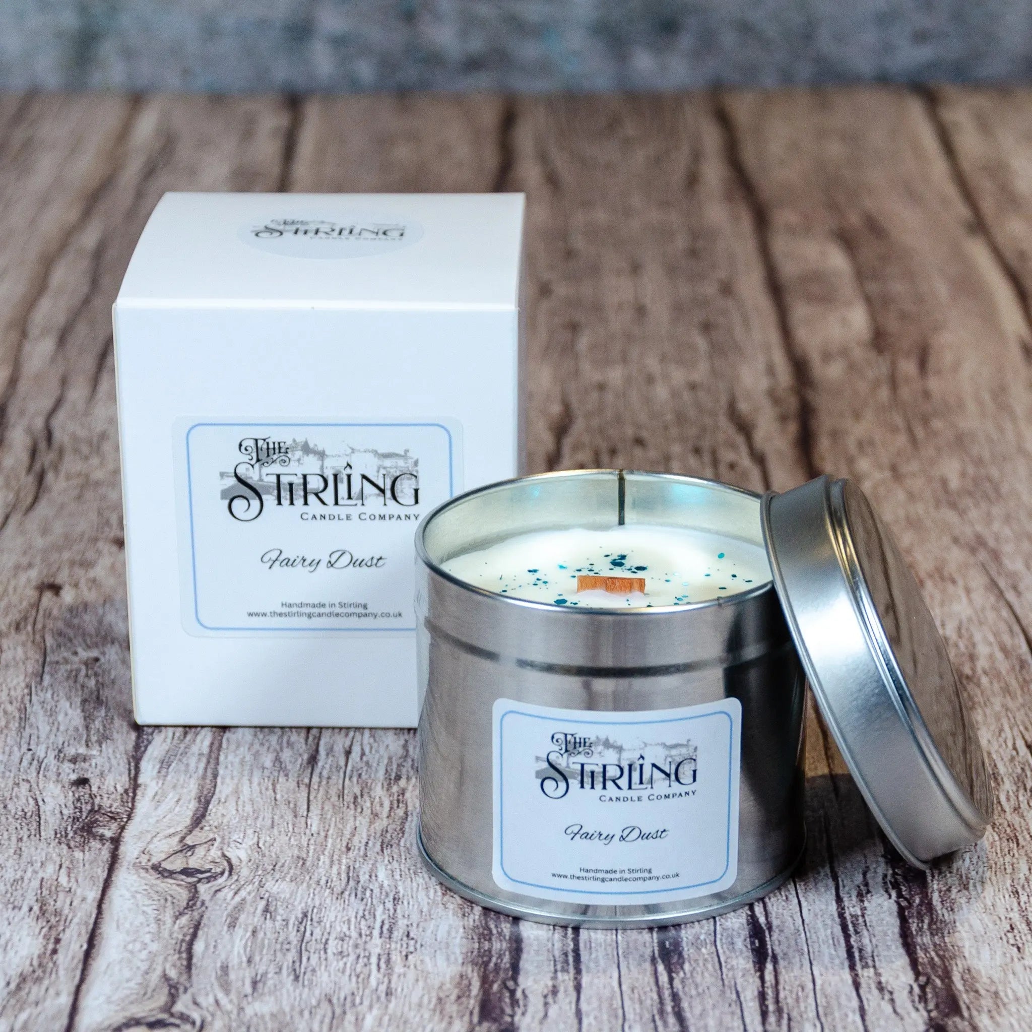 Fairy Dust – Travel Tin Candle – Wooden Wick