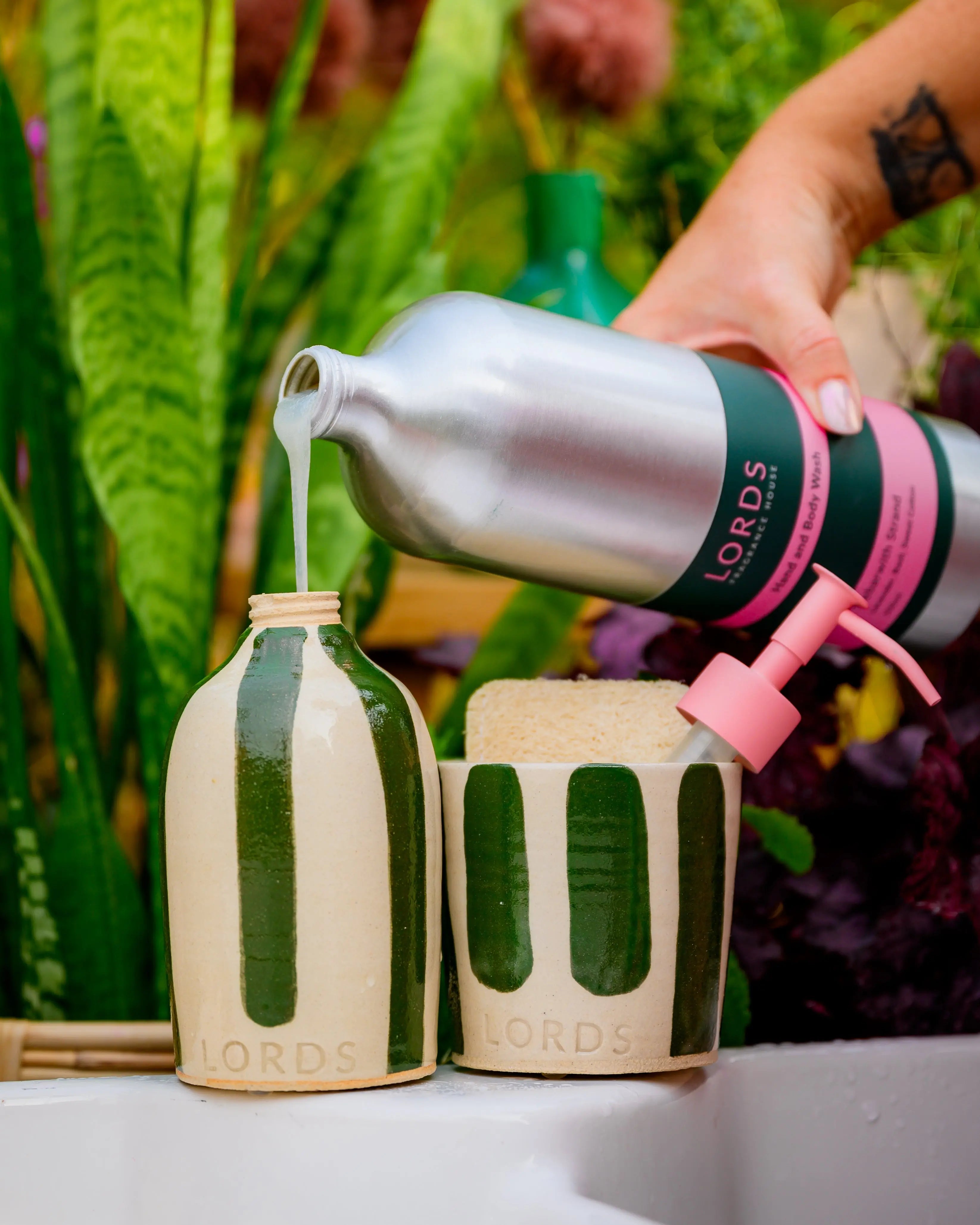 Ceramic Soap Holder & 1 Litre Refill Set LORDS Fragrance House