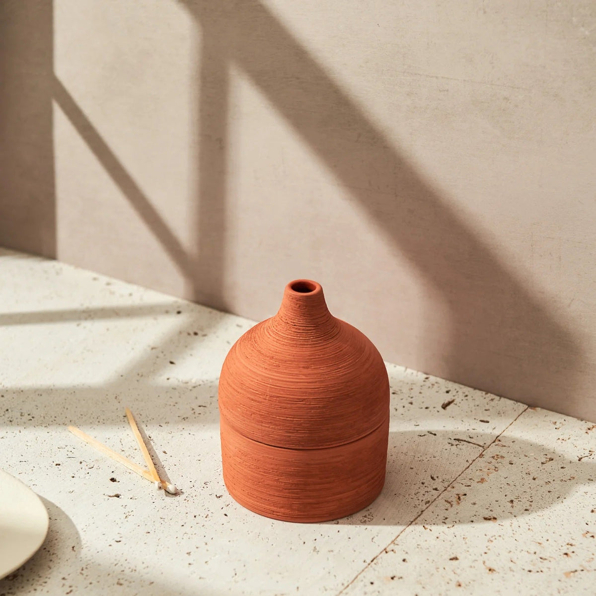 Moroccan Textured Terracotta Ceramic Candle