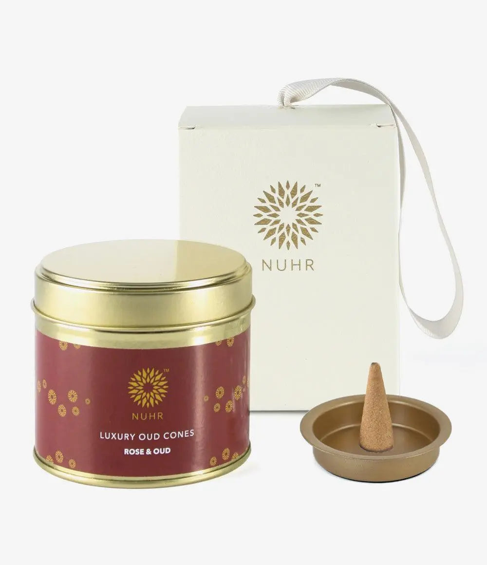 Incense Cones and Cone Burner Holder Gift Set - Rose & Oud