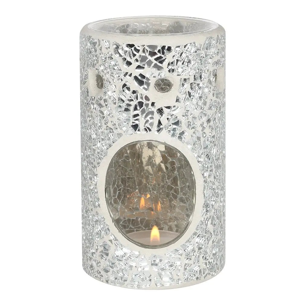 Pillar Crackle Glass Wax Burner The Stirling Candle Company