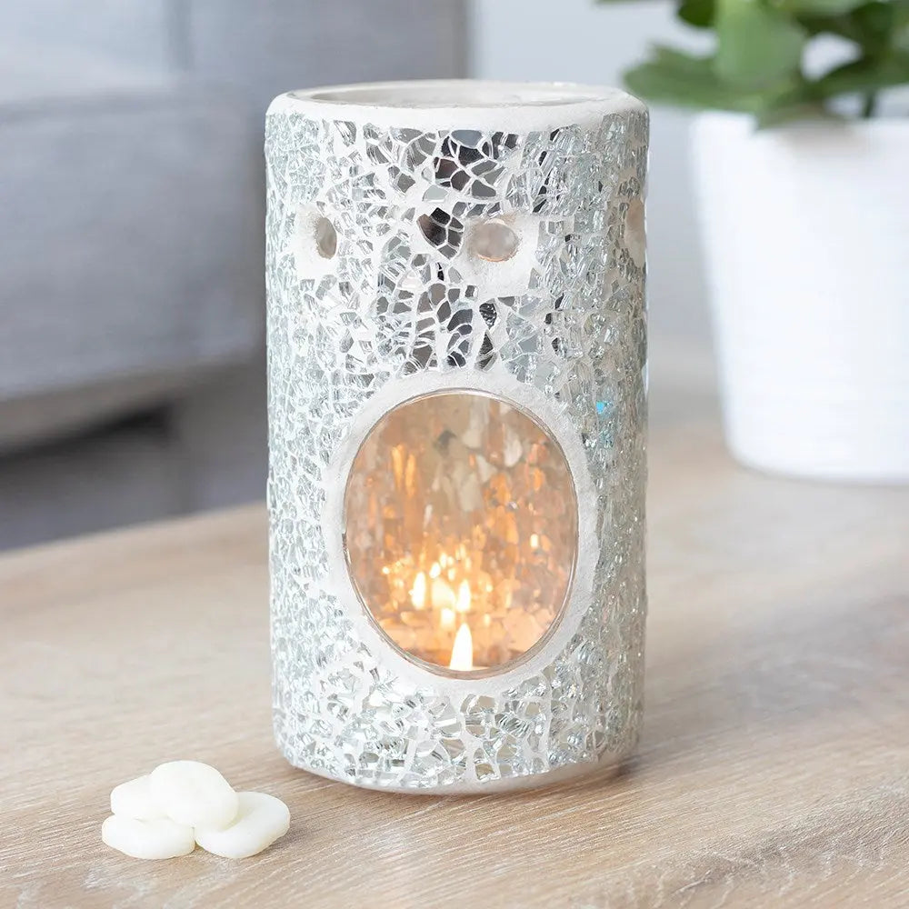 Pillar Crackle Glass Wax Burner The Stirling Candle Company