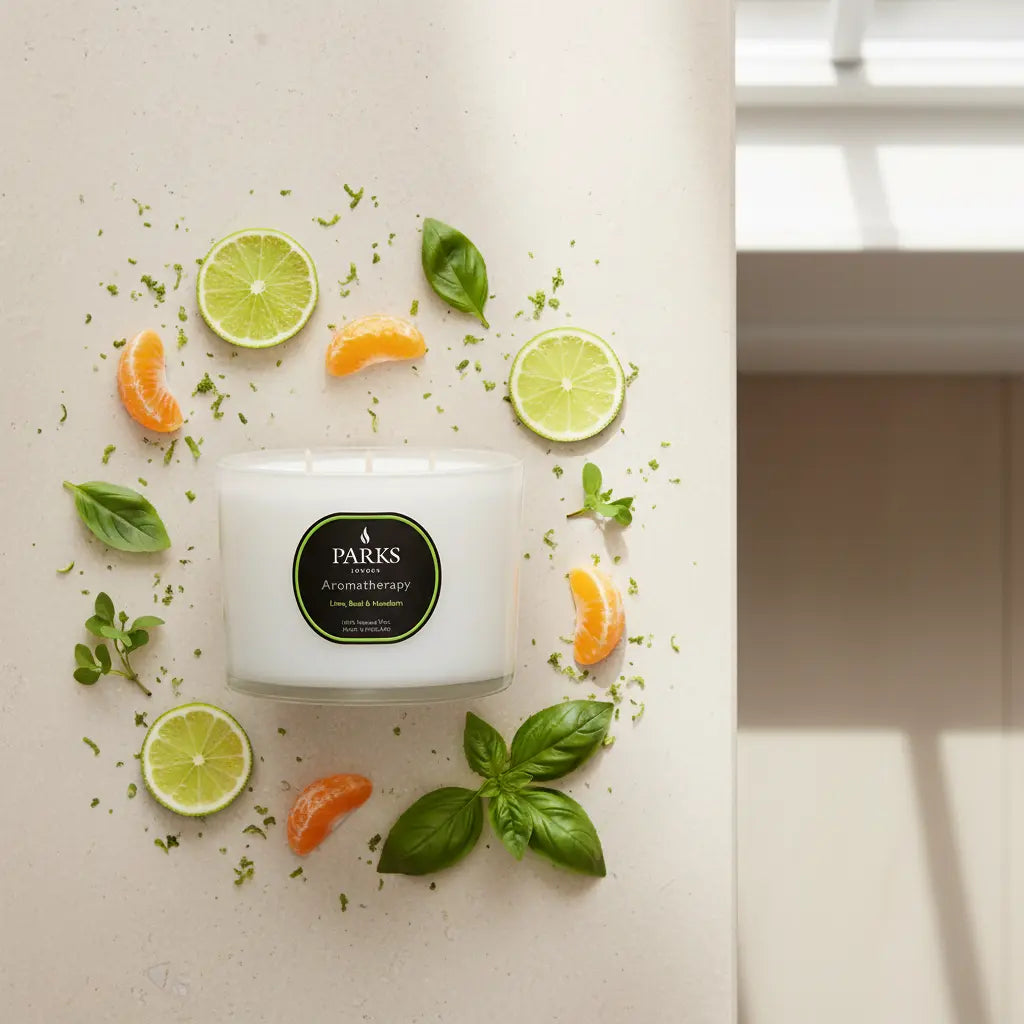 Lime, Basil & Mandarin 3 Wick Candle Parks Candles