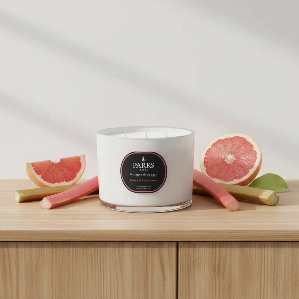 Rhubarb & Pink Grapefruit 3 Wick Candle