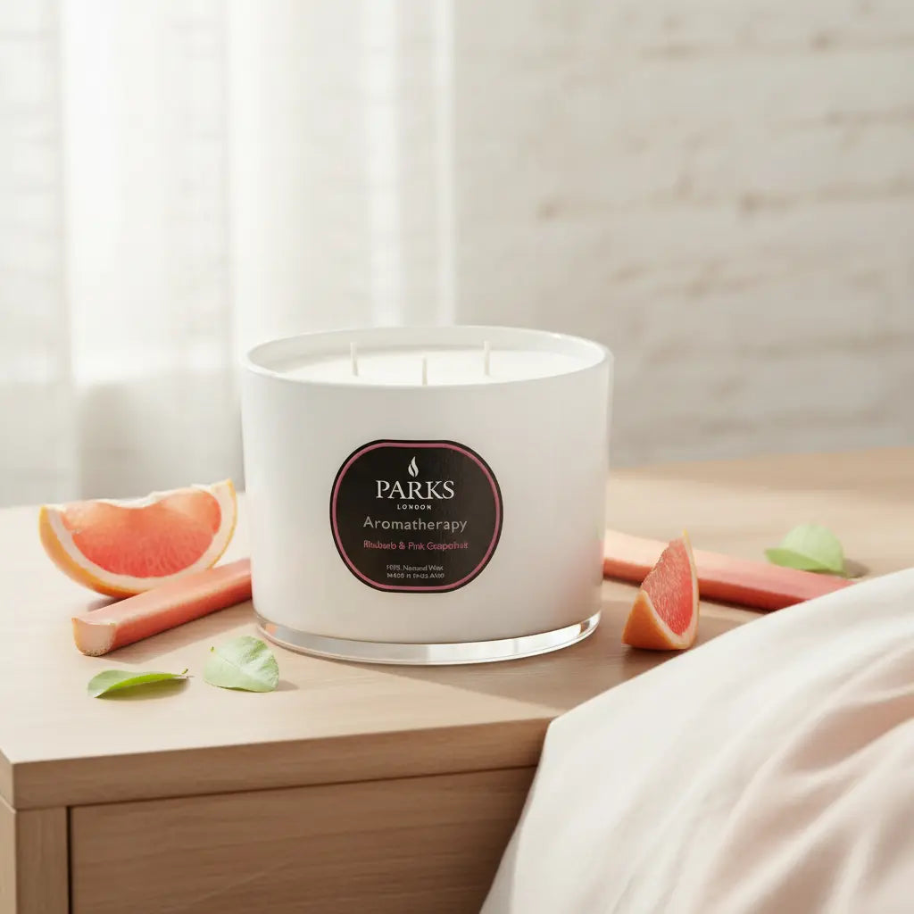 Rhubarb & Pink Grapefruit 3 Wick Candle