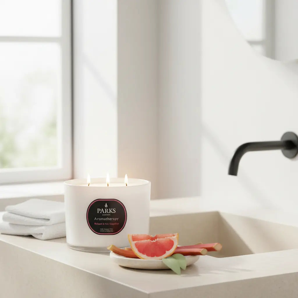 Rhubarb & Pink Grapefruit 3 Wick Candle