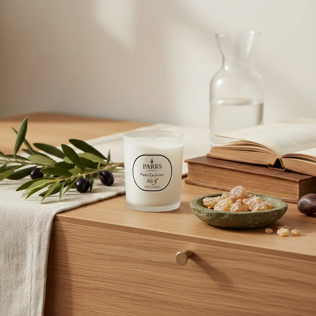 No. 5 – Black Olive & Frankincense Candle — 180g Parks Candles