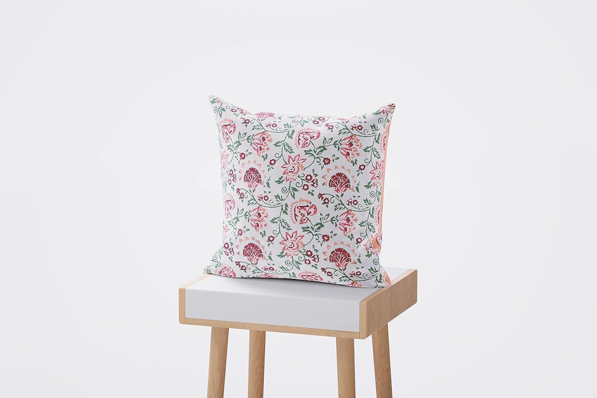 Peach Paisley Ethnic Cotton Square Cushion Covers