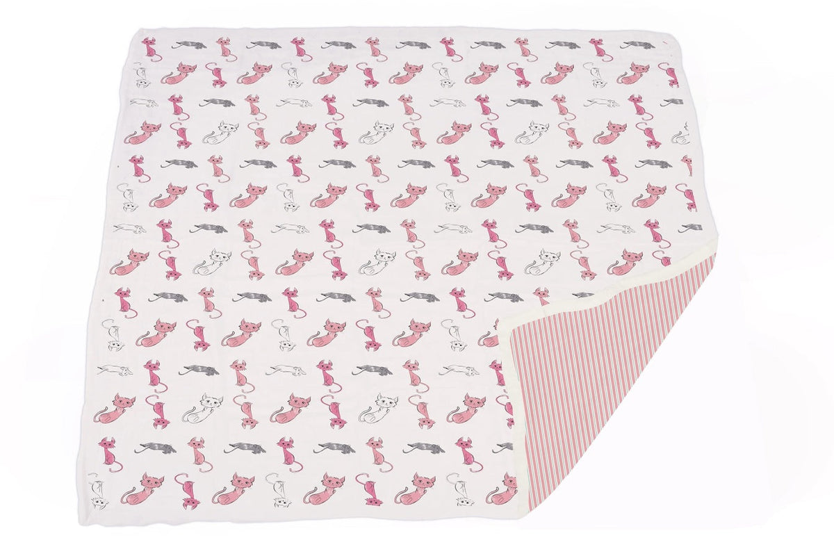 Playful Kitty and Candy Stripe Newcastle Blanket