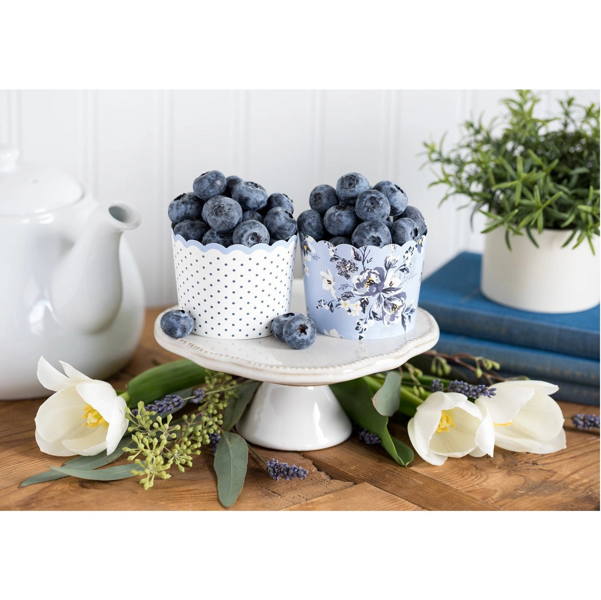 Purple Dots and Floral Food Cups (50 pcs)