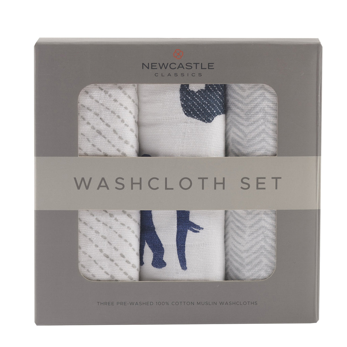 In the Wild Elephant Cotton Washcloth Set 3PK