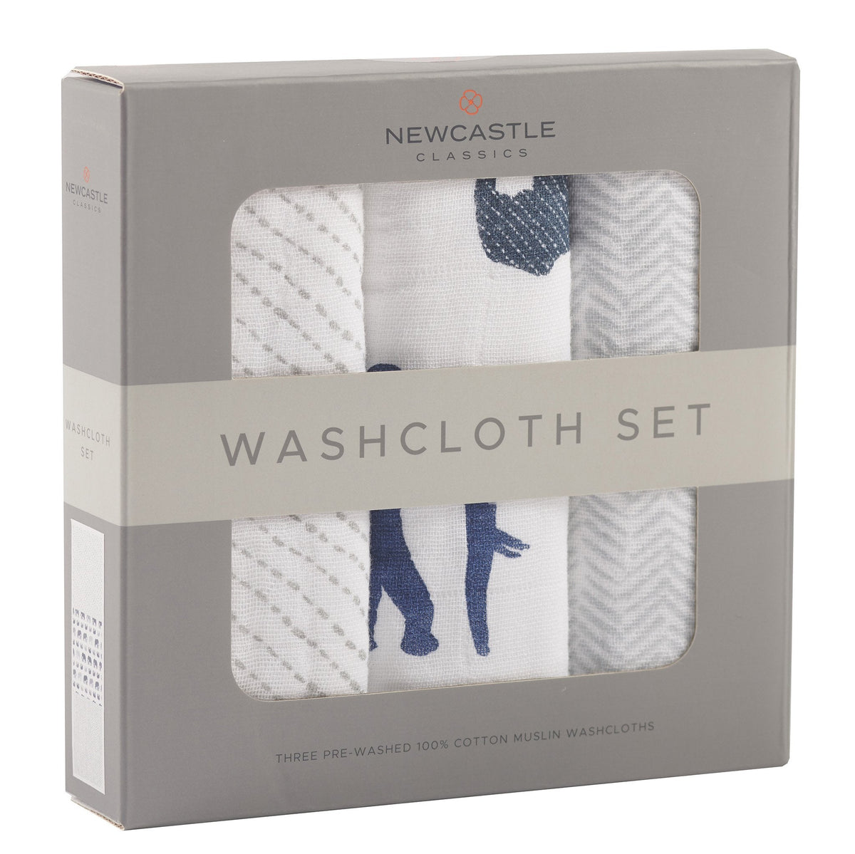 In the Wild Elephant Cotton Washcloth Set 3PK