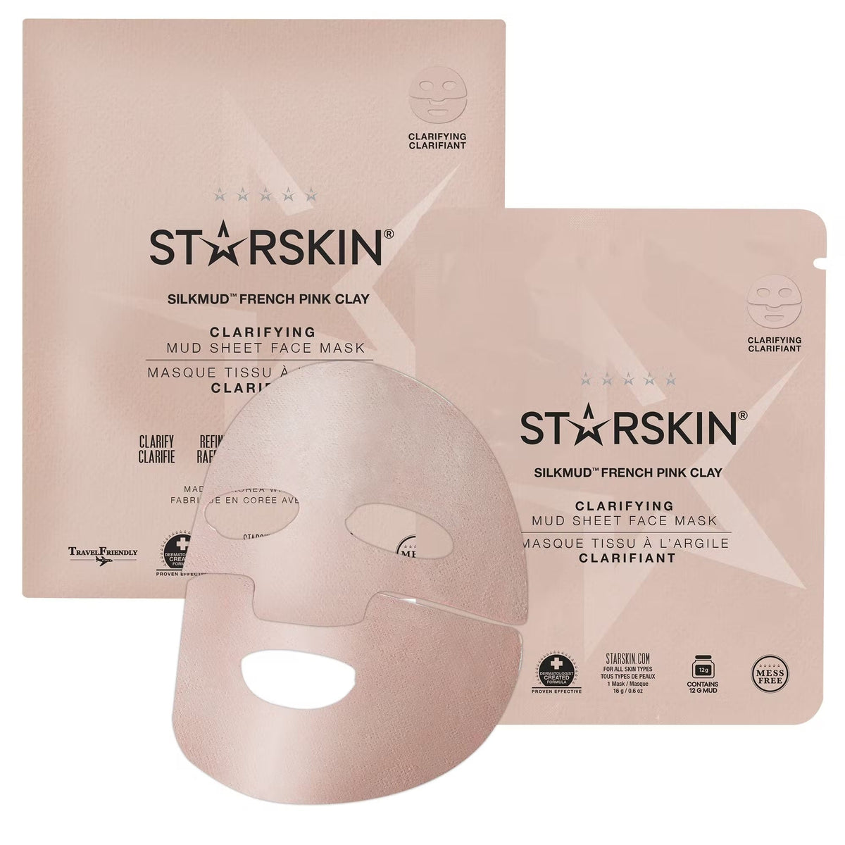 STARSKIN Silkmud™ Pink French Clay Purifying Mud Sheet Mask
