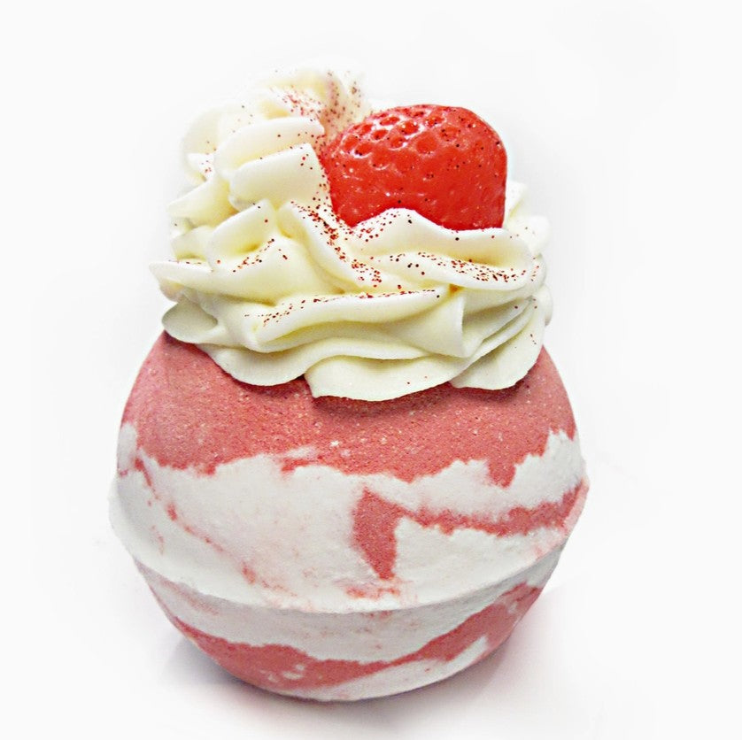Handmade Strawberry Fizz Cocoa Shea Butter Bath Bomb | Pack of 2