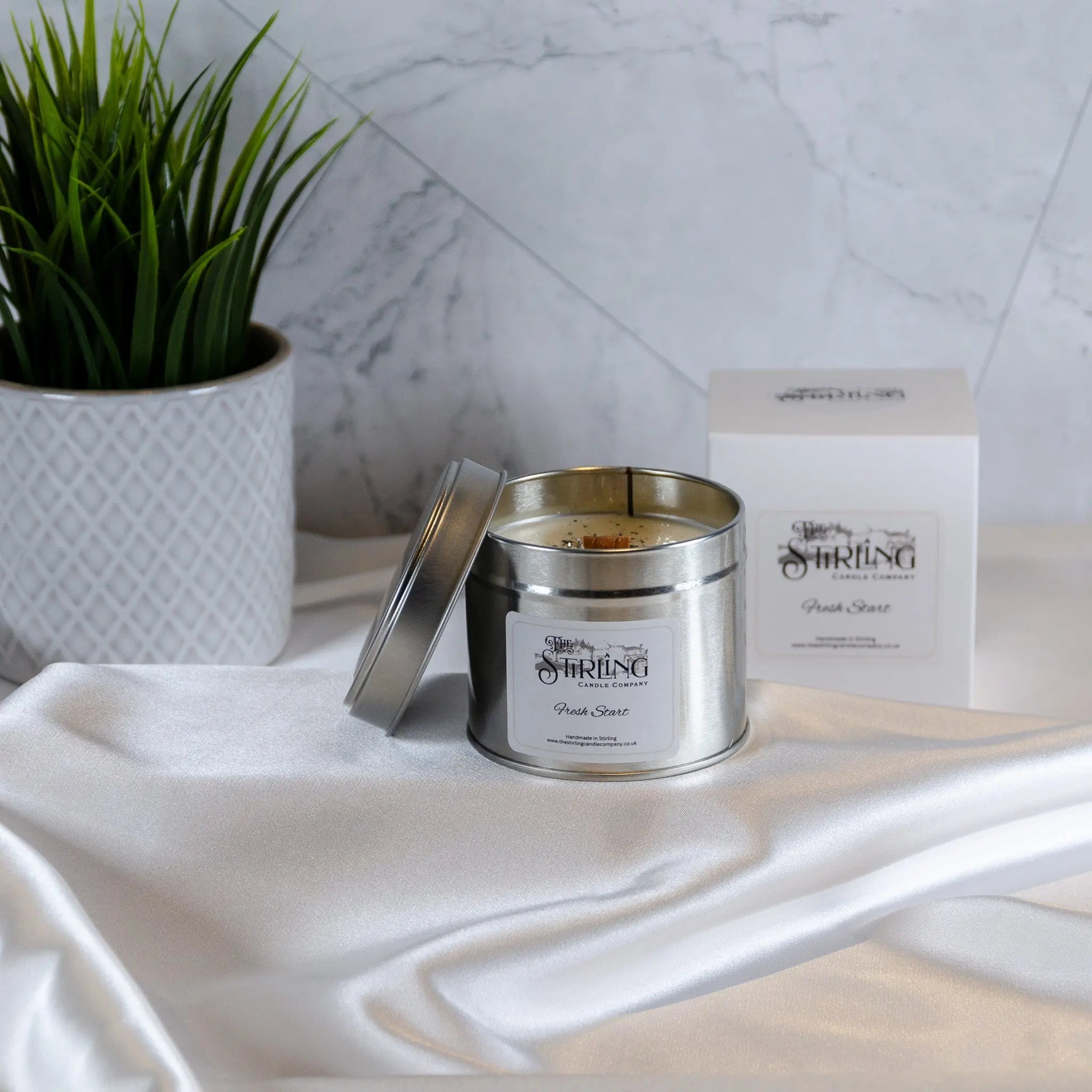 Fresh Start – Travel Tin Candle – Wooden Wick The Stirling Candle Company