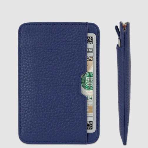 VAULTSKIN CHELSEA LEATHER CARD HOLDER WITH RFID BLOCKING | MATT BLUE