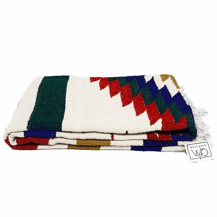 White Fiesta Diamond Mexican Blanket