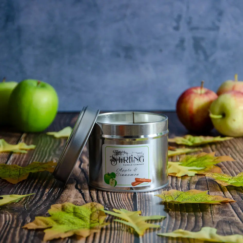 Apple & Cinnamon – Travel Tin Candle – Cotton Wick The Stirling Candle Company