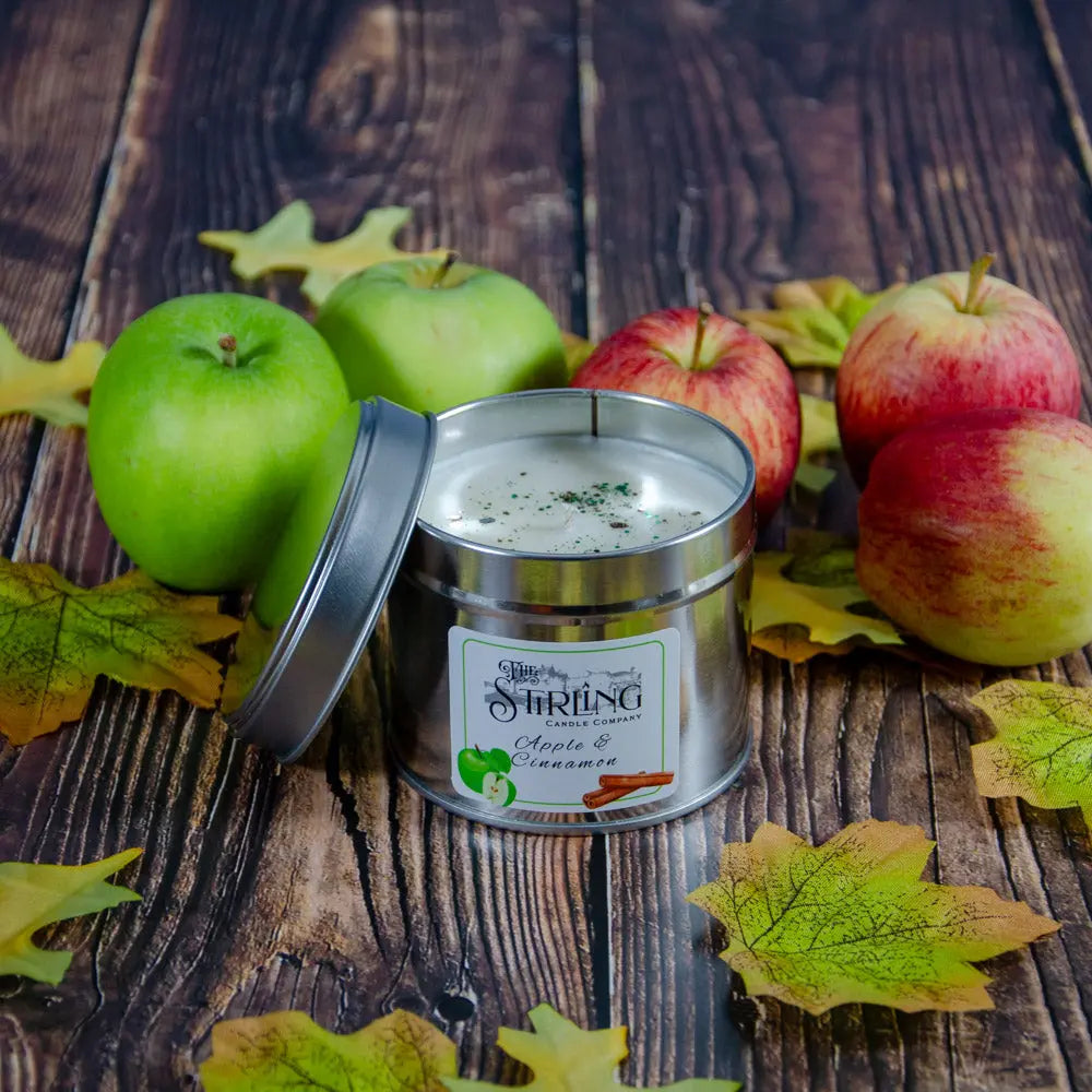 Apple & Cinnamon – Travel Tin Candle – Cotton Wick The Stirling Candle Company