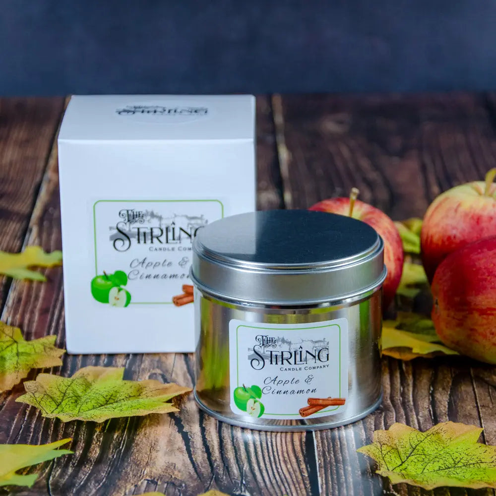 Apple & Cinnamon – Travel Tin Candle – Cotton Wick The Stirling Candle Company