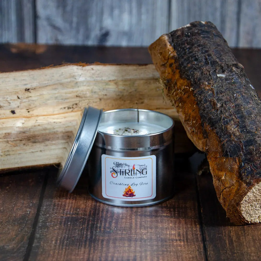 Crackling Log Fire – Travel Tin Candle – Cotton Wick
