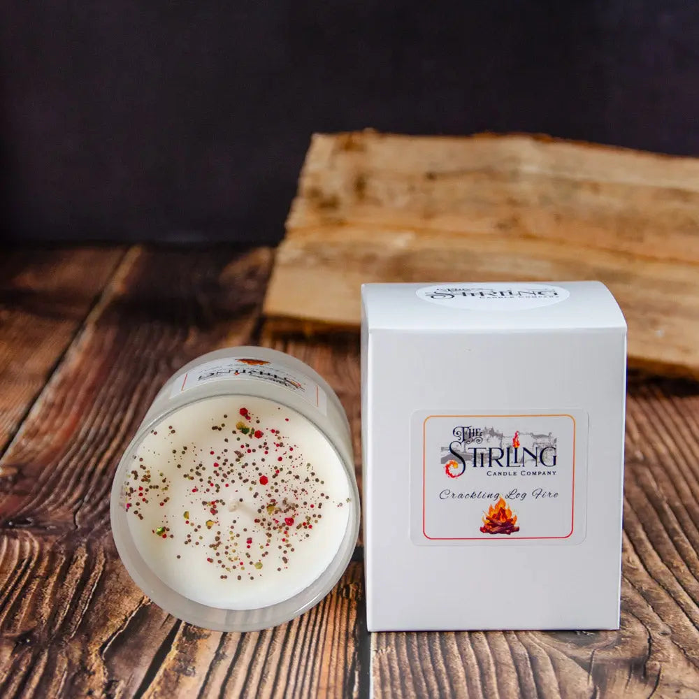 Crackling Log Fire – Medium Candle The Stirling Candle Company