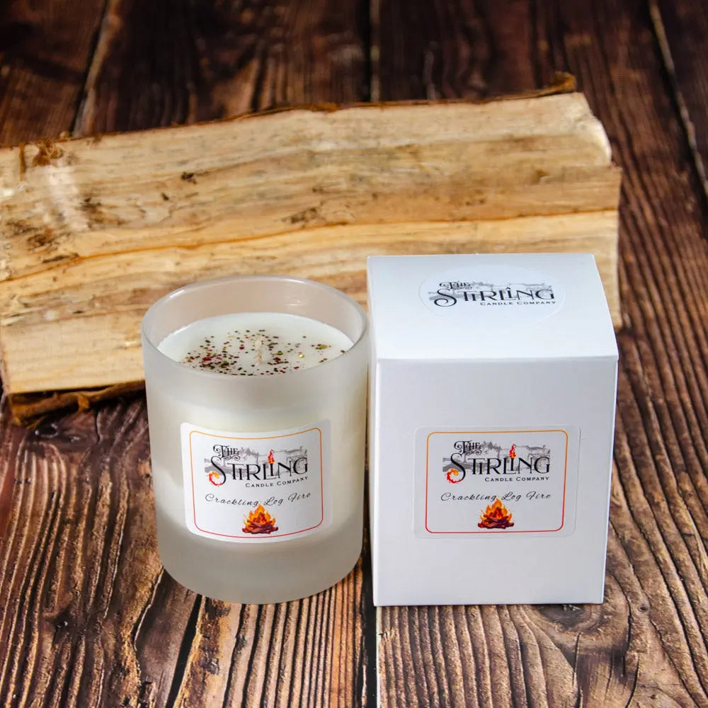 Crackling Log Fire – Medium Candle The Stirling Candle Company