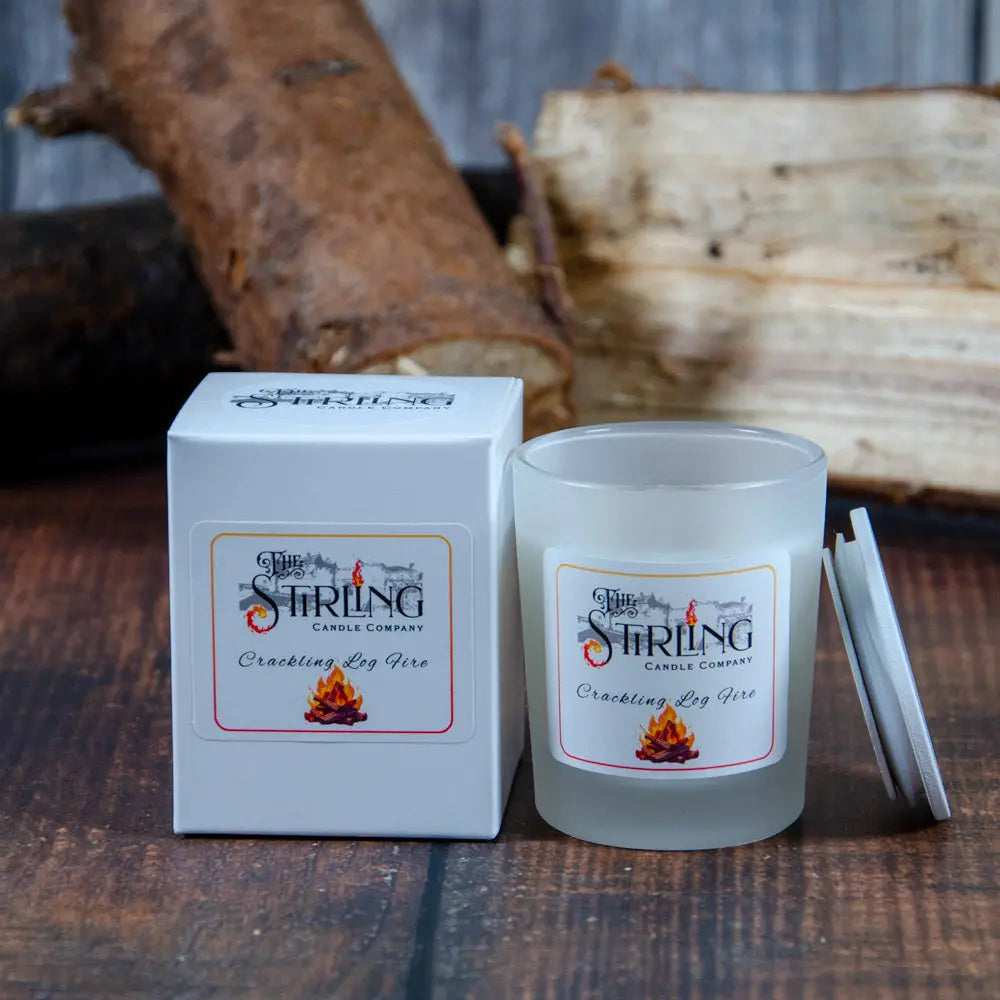 Crackling Log Fire – Small Candle The Stirling Candle Company