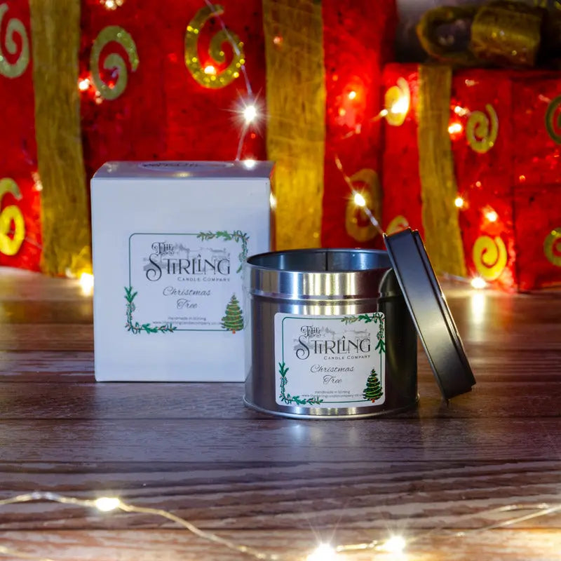 Christmas Tree – Travel Tin Candle – Cotton Wick The Stirling Candle Company