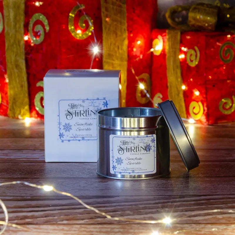 Snowflake Sparkle – Travel Tin Candle – Cotton Wick