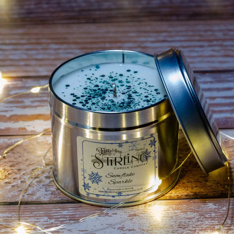 Snowflake Sparkle – Travel Tin Candle – Cotton Wick