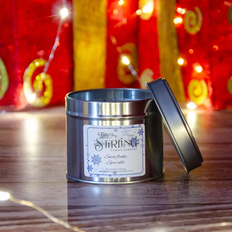 Snowflake Sparkle – Travel Tin Candle – Cotton Wick