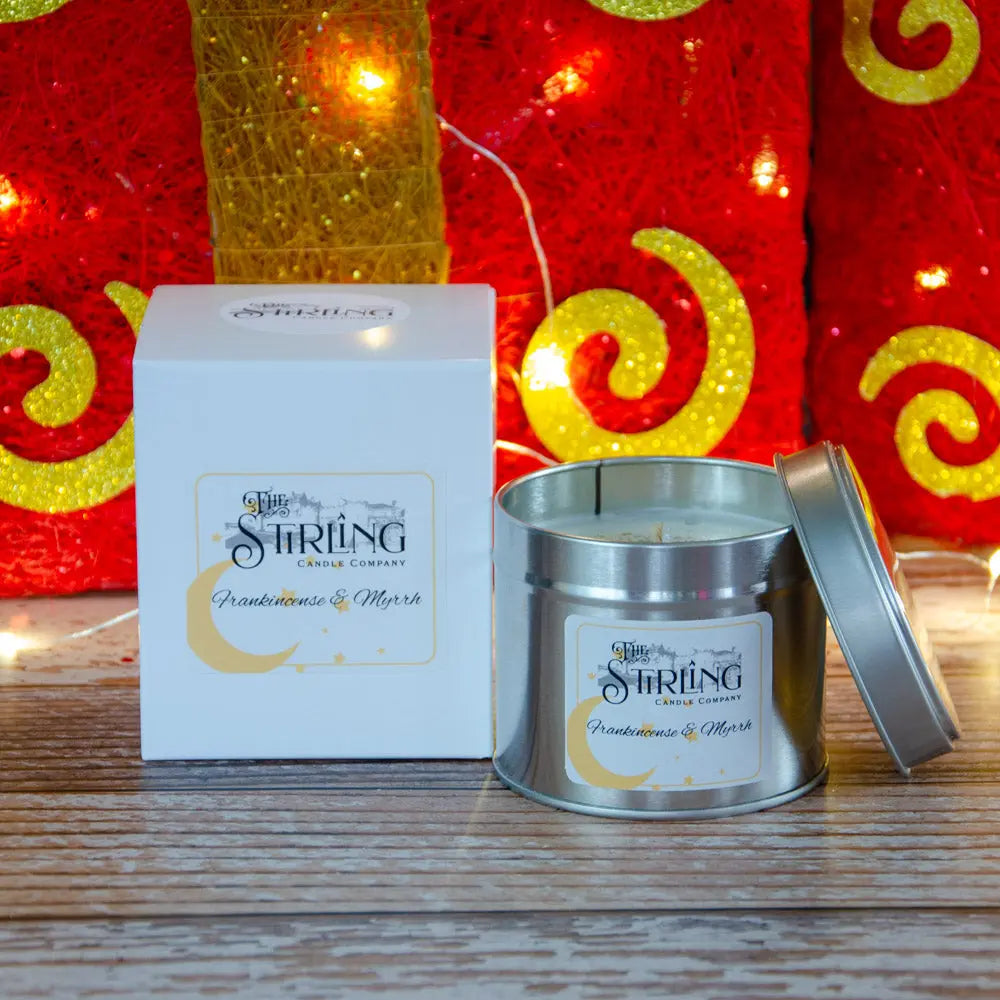 Frankincense & Myrrh – Travel Tin Candle – Cotton Wick The Stirling Candle Company