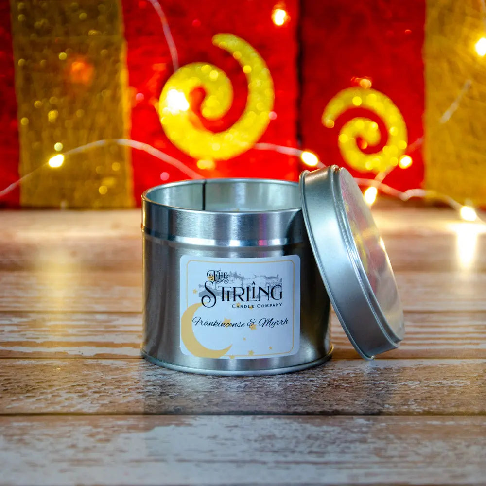 Frankincense & Myrrh – Travel Tin Candle – Cotton Wick The Stirling Candle Company