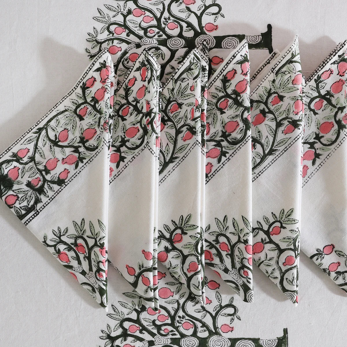 Tree Block Printed Luxe Table cloth | Set of 7