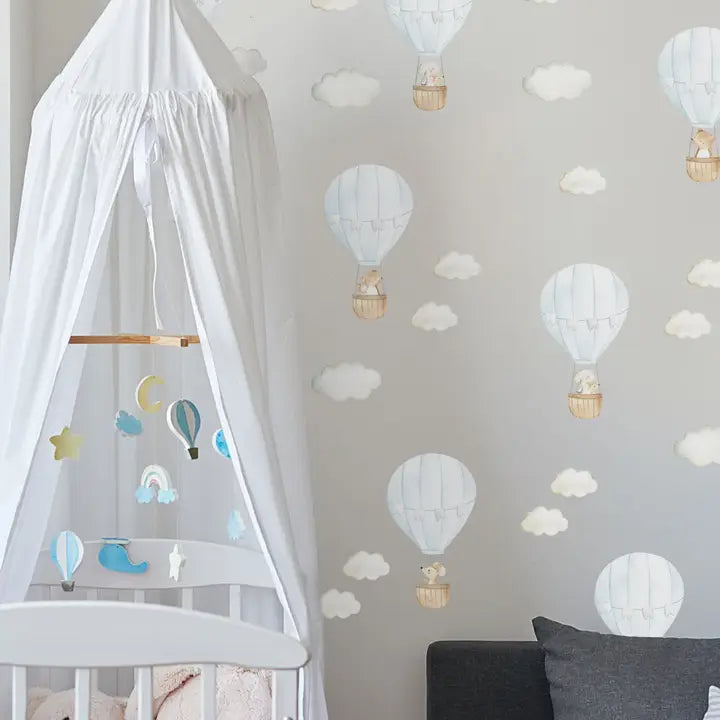 Blue Hot Air Balloons Wall Sticker Pack
