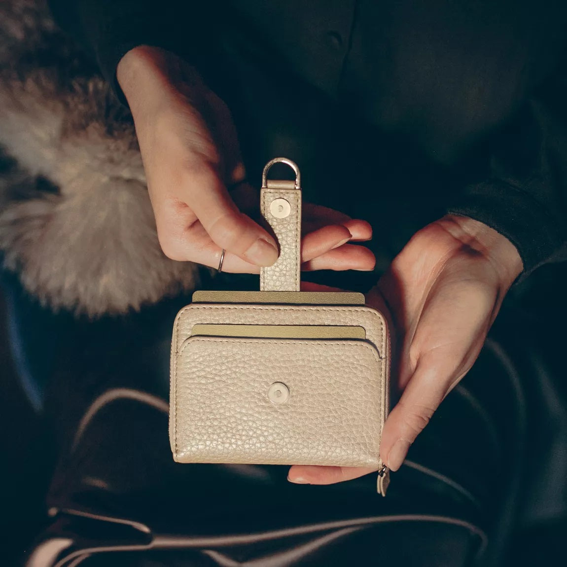 VAULTSKIN BELGRAVIA Zipper Wallet with RFID Blocking (Champagne)