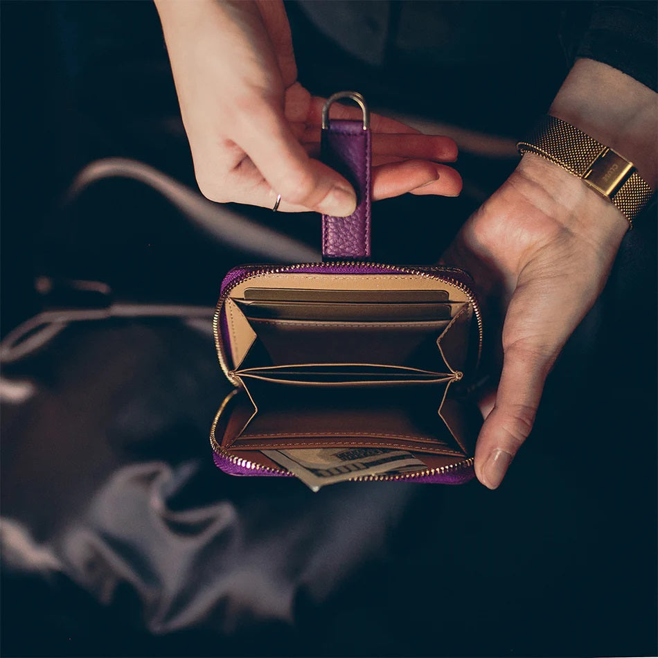 VAULTSKIN BELGRAVIA Zipper Wallet with RFID Blocking | Violet