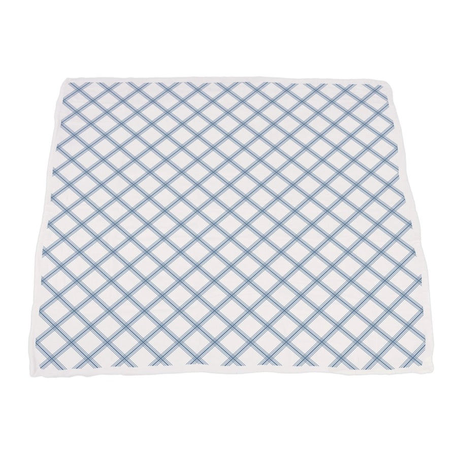 Blue and Red Fire Trucks and Buffalo Check Plaid Newcastle Blanket