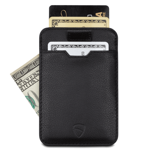 VAULTSKIN CHELSEA LEATHER CARD HOLDER WITH RFID BLOCKING (CARBON BLACK)