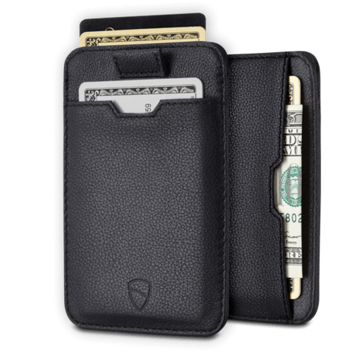 VAULTSKIN CHELSEA LEATHER CARD HOLDER WITH RFID BLOCKING (CARBON BLACK)