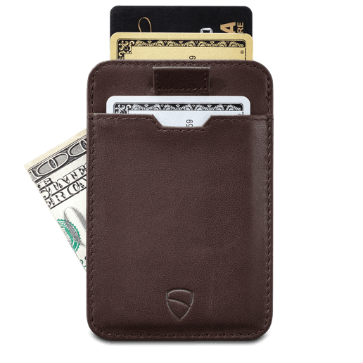 VAULTSKIN CHELSEA LEATHER CARD HOLDER WITH RFID BLOCKING (BROWN)