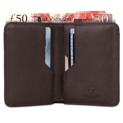 VAULTSKIN CITY CARD WALLET WITH RFID BLOCKING (BROWN)