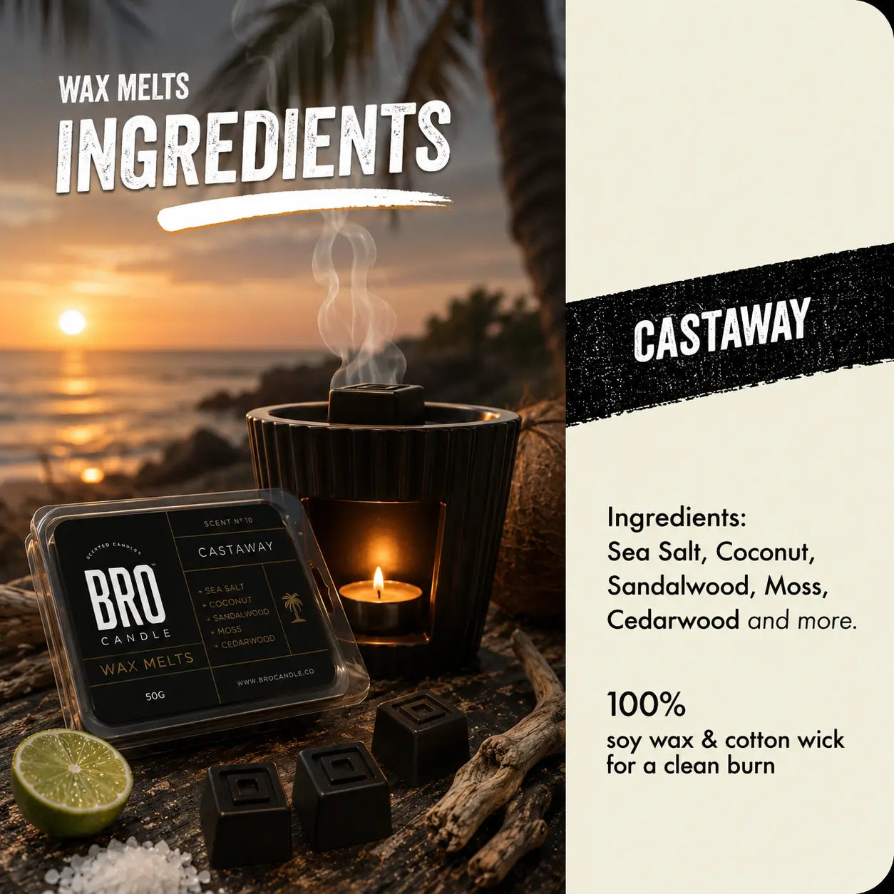 Castaway Wax Melts Bro Candle