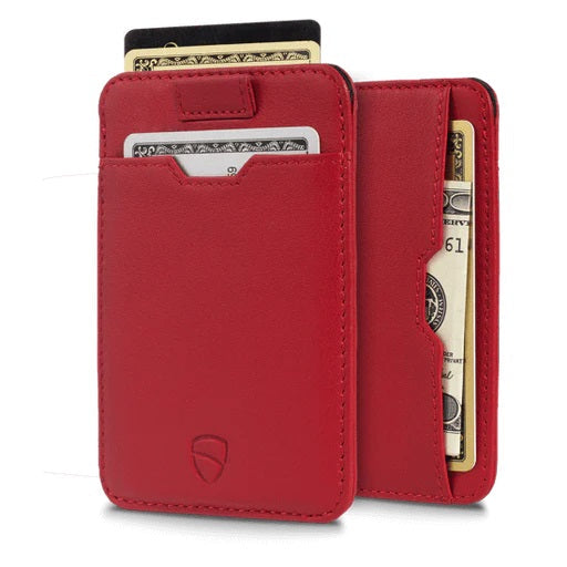 VAULTSKIN CHELSEA LEATHER CARD HOLDER WITH RFID BLOCKING (Red)